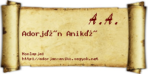 Adorján Anikó névjegykártya