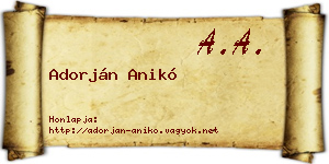 Adorján Anikó névjegykártya